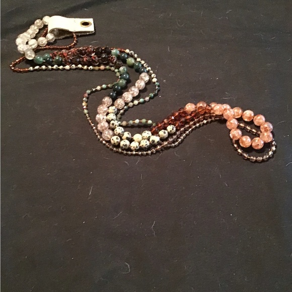 ANTHROPOLOGIE NWT SEMI PRECIOUS STONE BEAD 2 STRAND NECKLACE 36 in - Picture 2 of 3